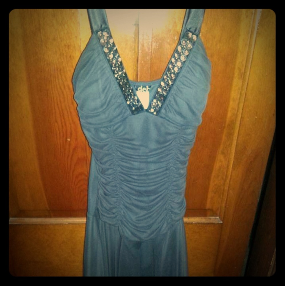 Slate Gray w/crystals Formal dress